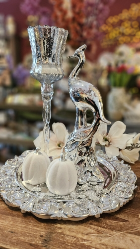 Svietnik vysoký, silver 34,5cm