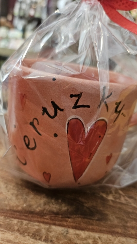 Hrnček stredný- Ceruzky, ružovo- orange 
