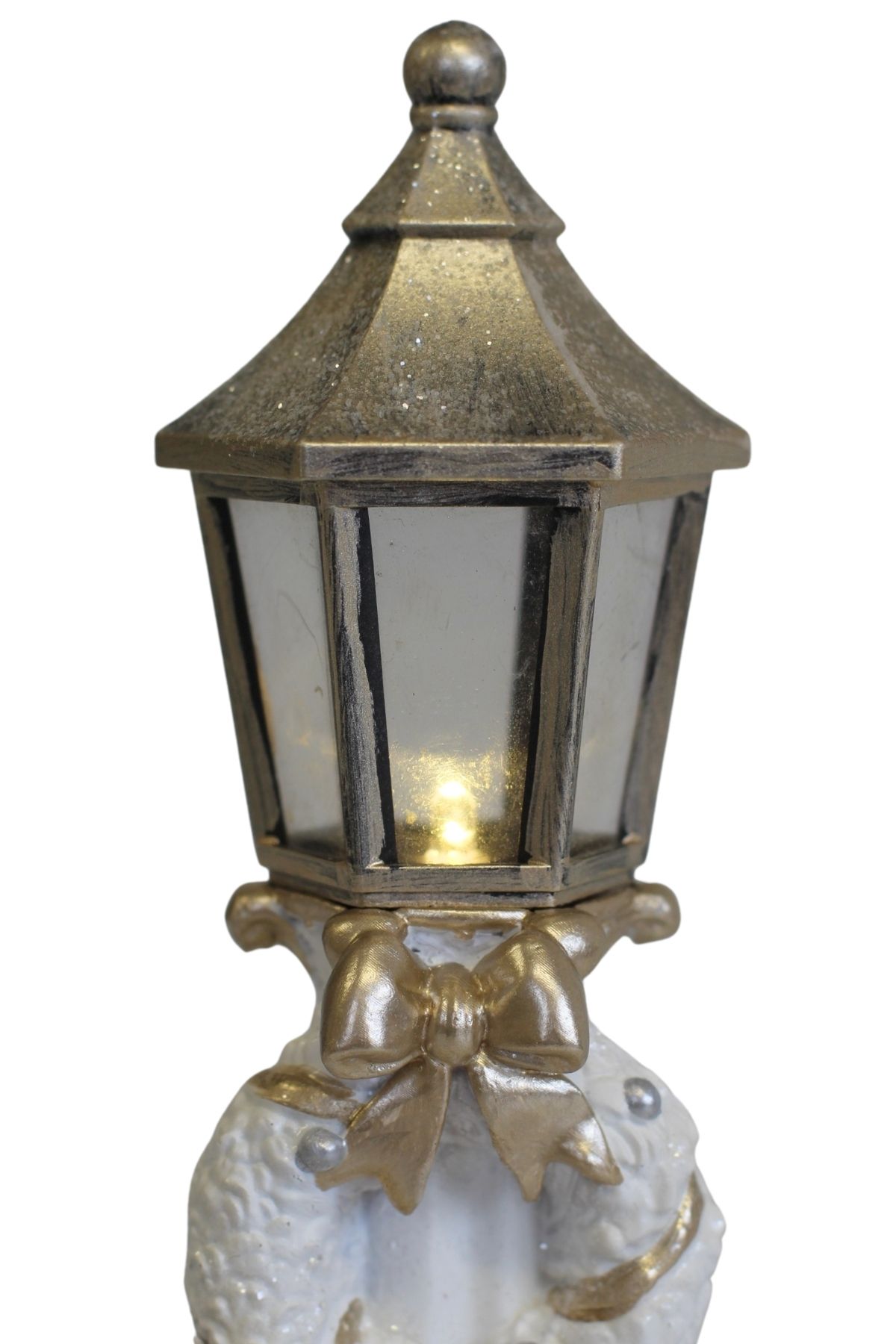 Bielo zlatá vianočná dekorácia koledníci LED 35cm