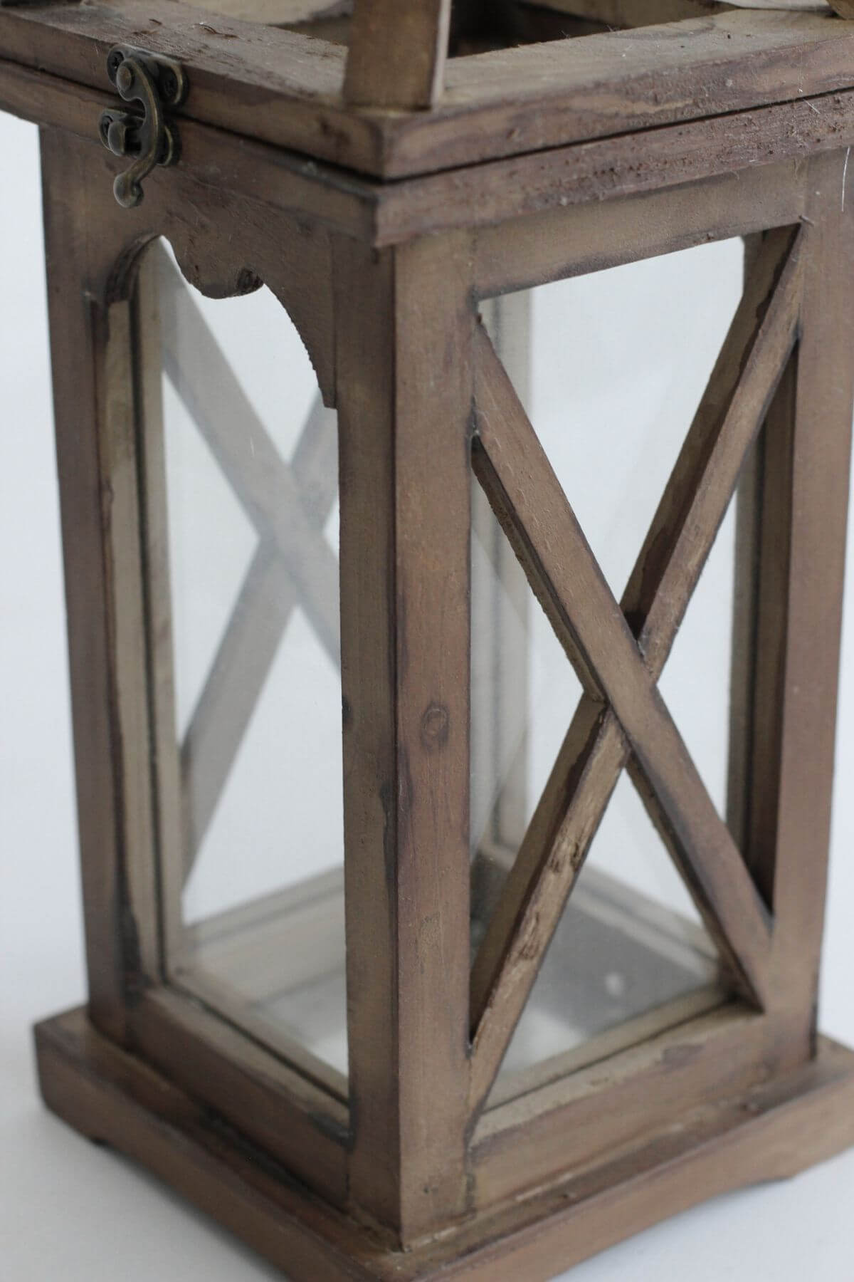 Hnedý drevený lampáš,78cm