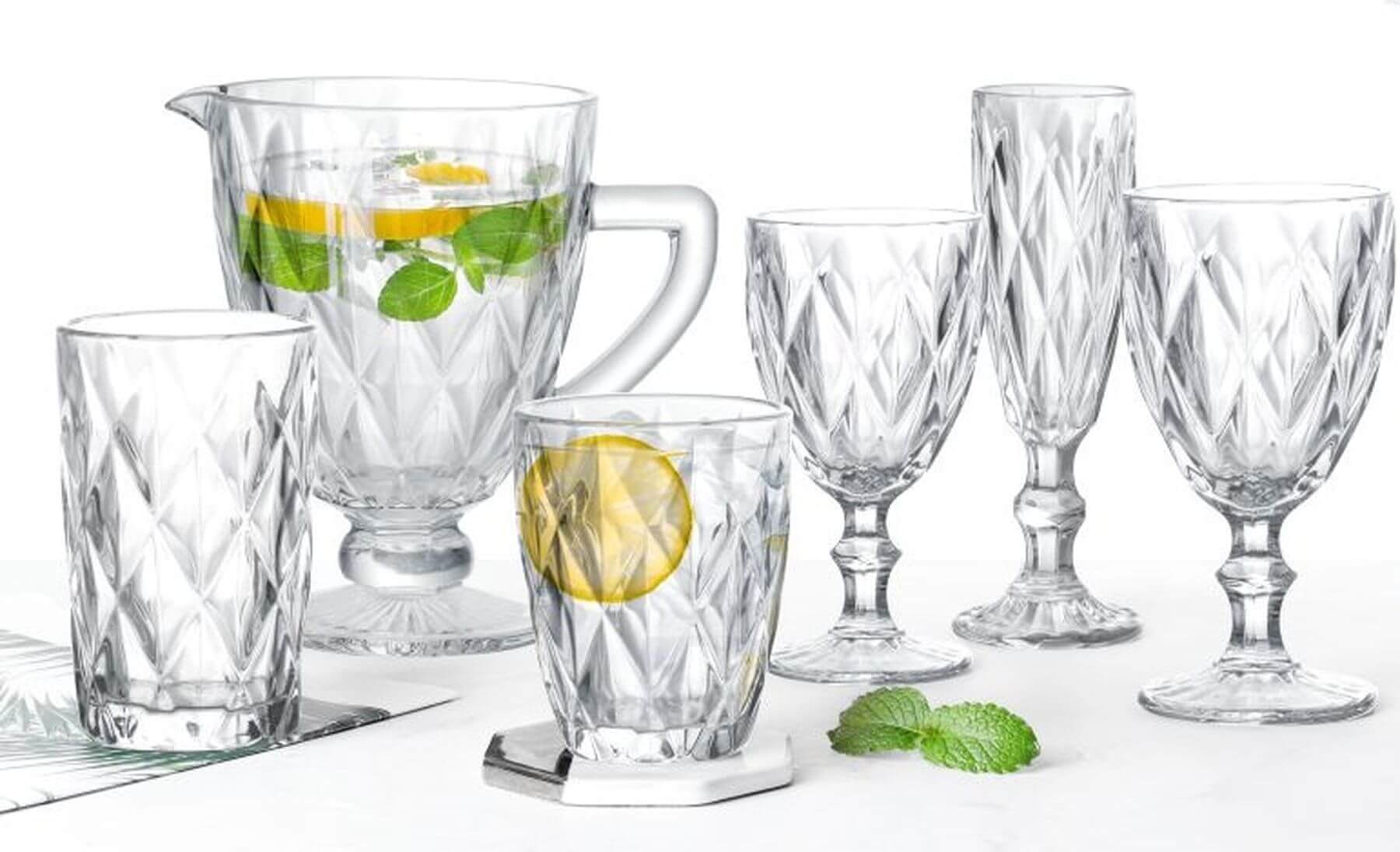 Číre sklenené poháre vysoké 6ks 370ml