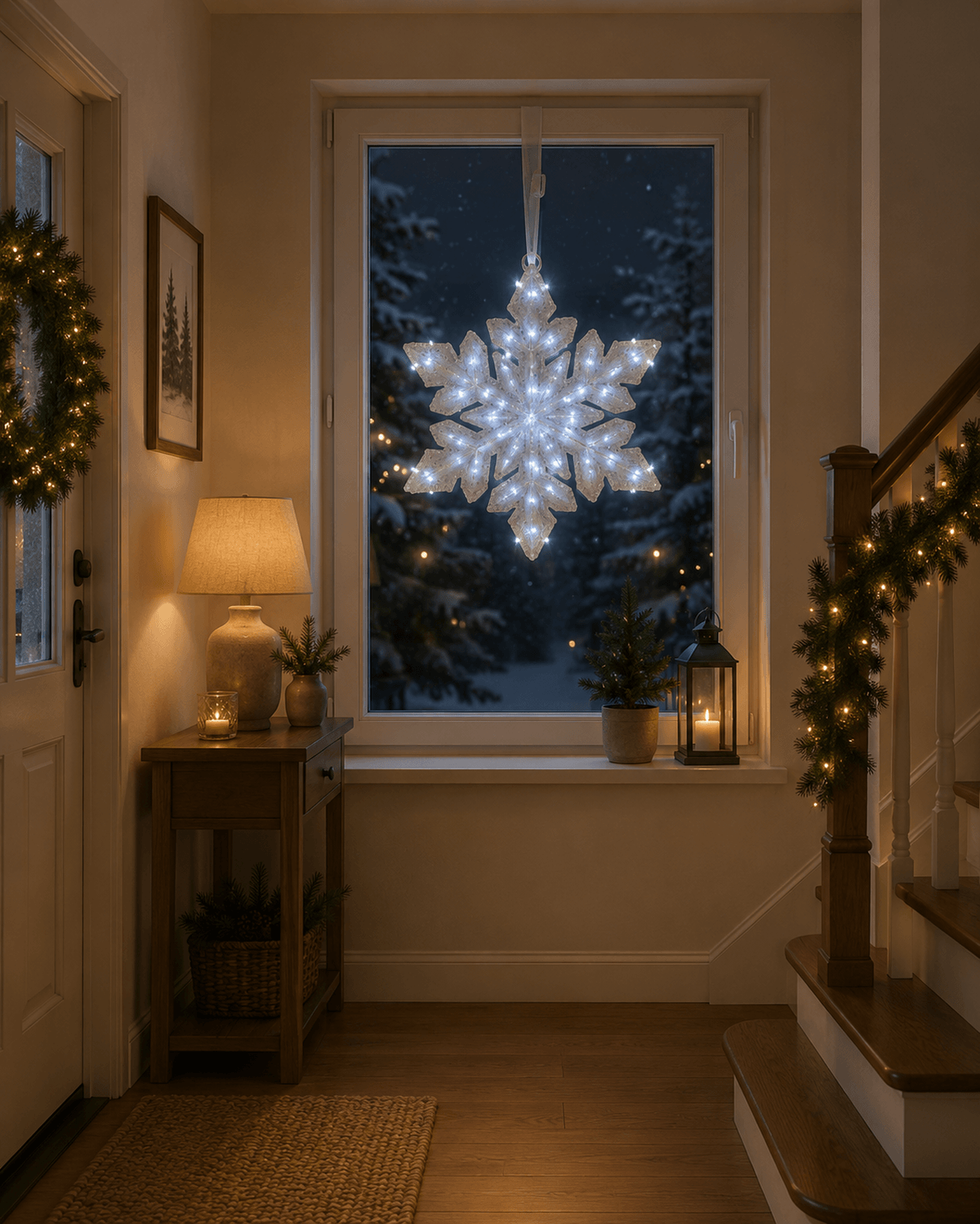 Biela svietiaca snehová vločka 36 cm 30 LED