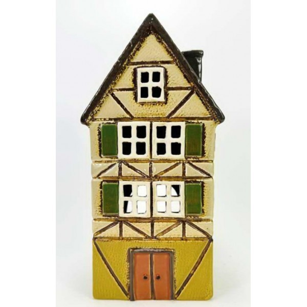 Keramický domček na čajovú sviečku, svetlo zelený 26,5x13,5x10,5 cm
