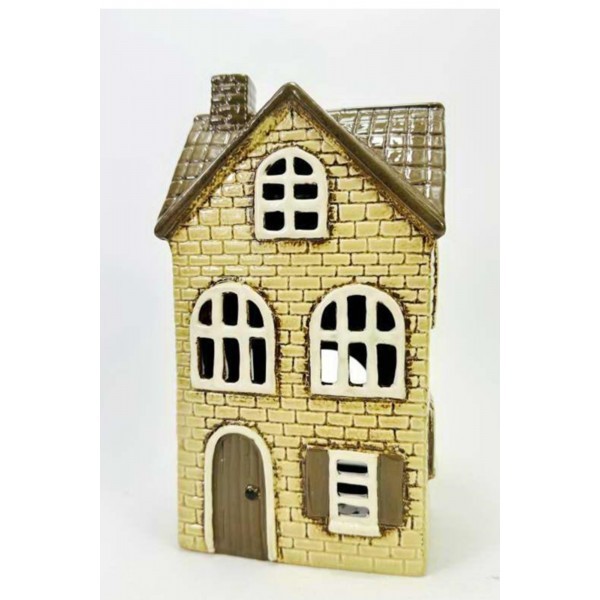 Keramický domček na čajovú sviečku, svetlo zelený 23,5x13x8,5 cm