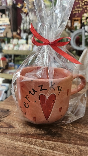 Hrnček stredný- Ceruzky, ružovo- orange 