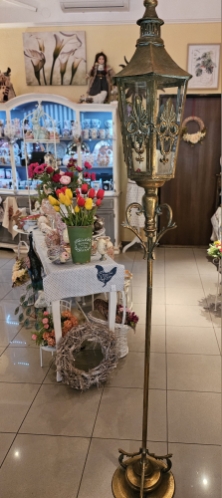 Kovová záhradná lampa 1,90 m- modro zlatá patina 